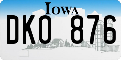 IA license plate DKO876