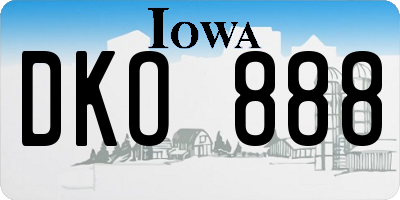 IA license plate DKO888