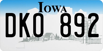 IA license plate DKO892