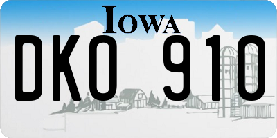 IA license plate DKO910