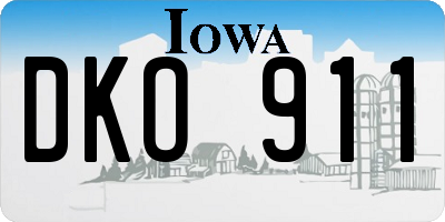 IA license plate DKO911