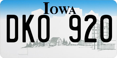 IA license plate DKO920