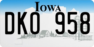 IA license plate DKO958
