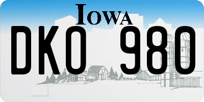 IA license plate DKO980