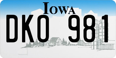 IA license plate DKO981
