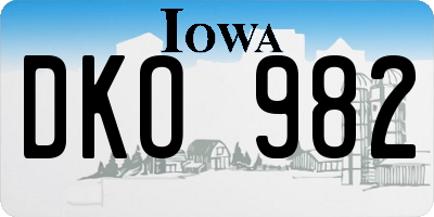 IA license plate DKO982