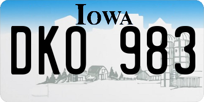 IA license plate DKO983