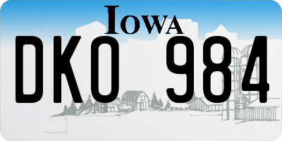IA license plate DKO984