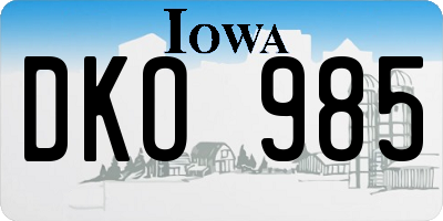 IA license plate DKO985