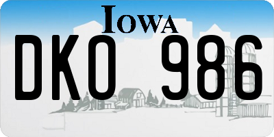 IA license plate DKO986