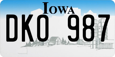 IA license plate DKO987