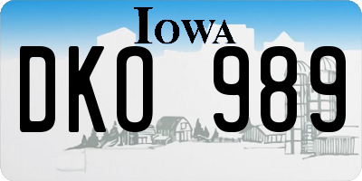 IA license plate DKO989