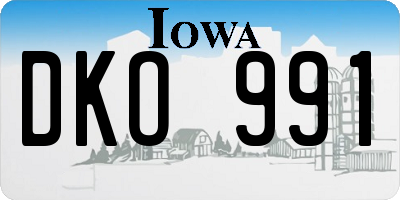 IA license plate DKO991