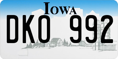 IA license plate DKO992