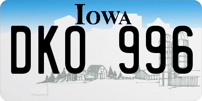 IA license plate DKO996