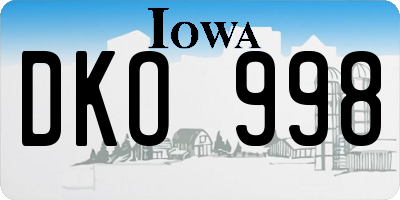 IA license plate DKO998