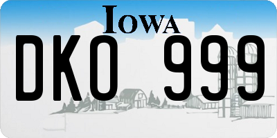IA license plate DKO999