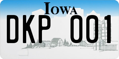 IA license plate DKP001