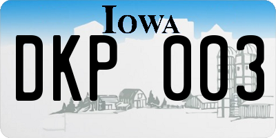IA license plate DKP003