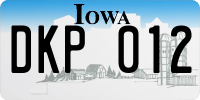 IA license plate DKP012