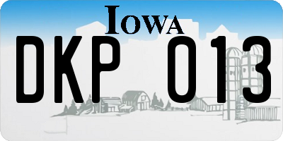IA license plate DKP013