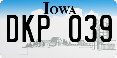 IA license plate DKP039