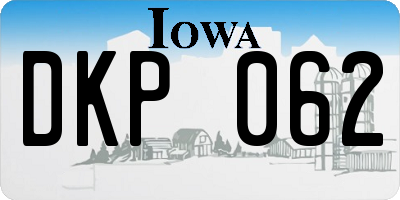 IA license plate DKP062