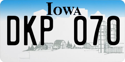 IA license plate DKP070