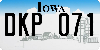 IA license plate DKP071