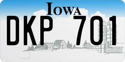 IA license plate DKP701