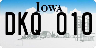IA license plate DKQ010