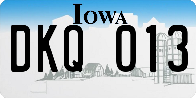 IA license plate DKQ013