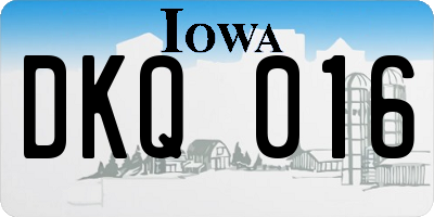 IA license plate DKQ016