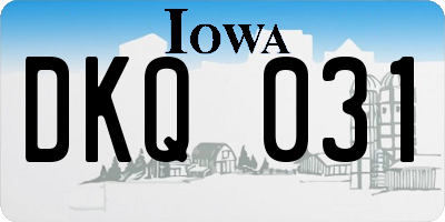 IA license plate DKQ031