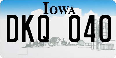 IA license plate DKQ040