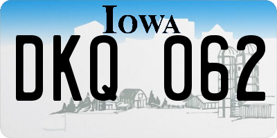 IA license plate DKQ062