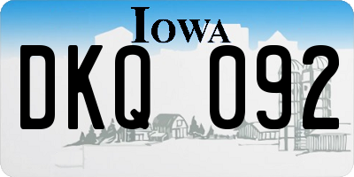 IA license plate DKQ092