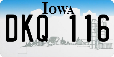 IA license plate DKQ116