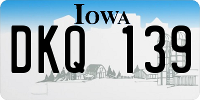 IA license plate DKQ139