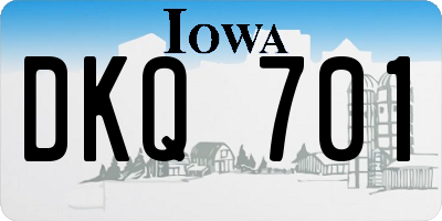 IA license plate DKQ701