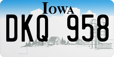 IA license plate DKQ958