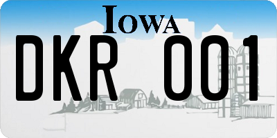 IA license plate DKR001
