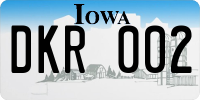 IA license plate DKR002