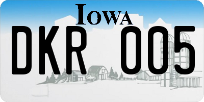 IA license plate DKR005