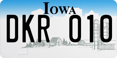 IA license plate DKR010