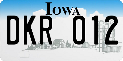 IA license plate DKR012