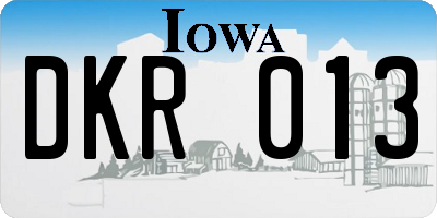 IA license plate DKR013