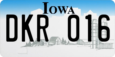 IA license plate DKR016
