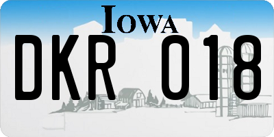 IA license plate DKR018