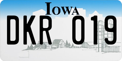 IA license plate DKR019